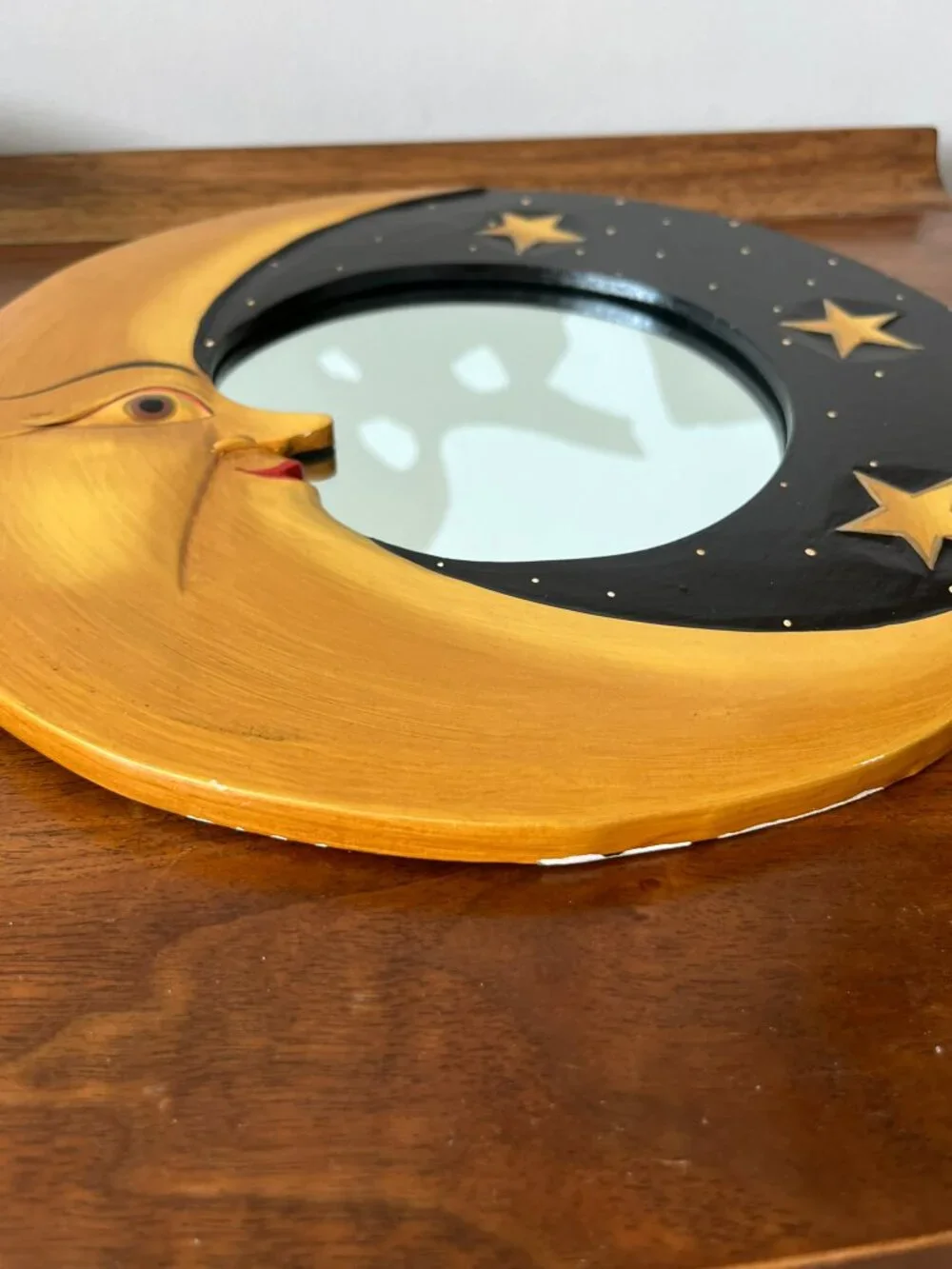 90s Y2K Crescent Moon & Stars Wall Mirror Celestial Whimsigoth EDGE PAINT WEAR
